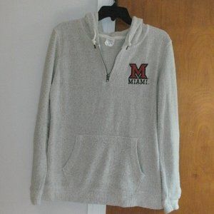 Original League Collegiate Miami Ohio Gray Cozy Textured Hoodie 1/4 Zip Pullover